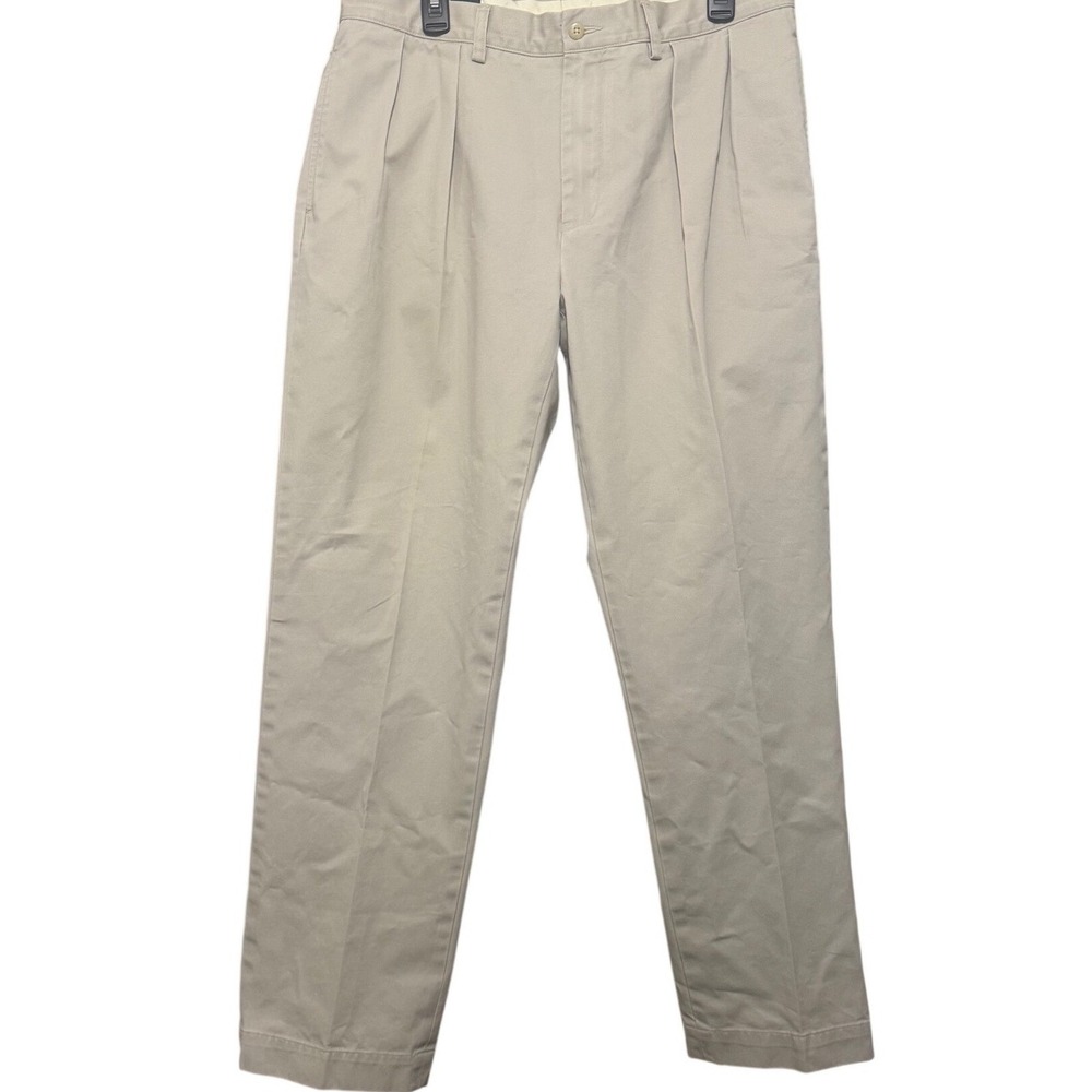 Polo Ralph Lauren Ethan Pant Mens 35x30 Tan Khaki Pleated Cotton Chino Trousers